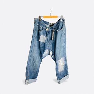 Levi's Distressed Light Blue Patchwork Jeans